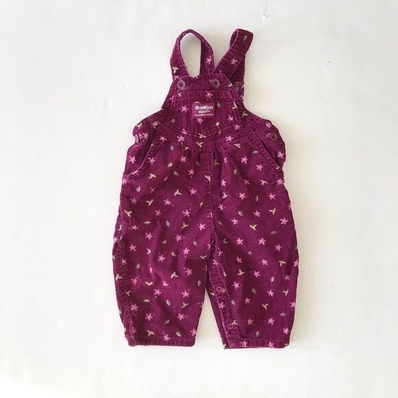 Oshkosh vintage floral/leaf corduroy overalls 6m - Picture 1 of 5
